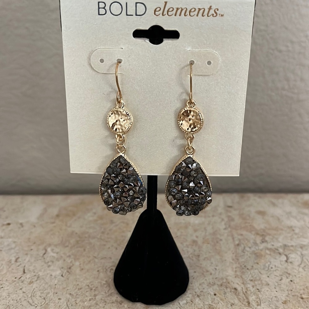 Bold Elements Gold Tone & Marcasite Look Beaded Pierced Earrings